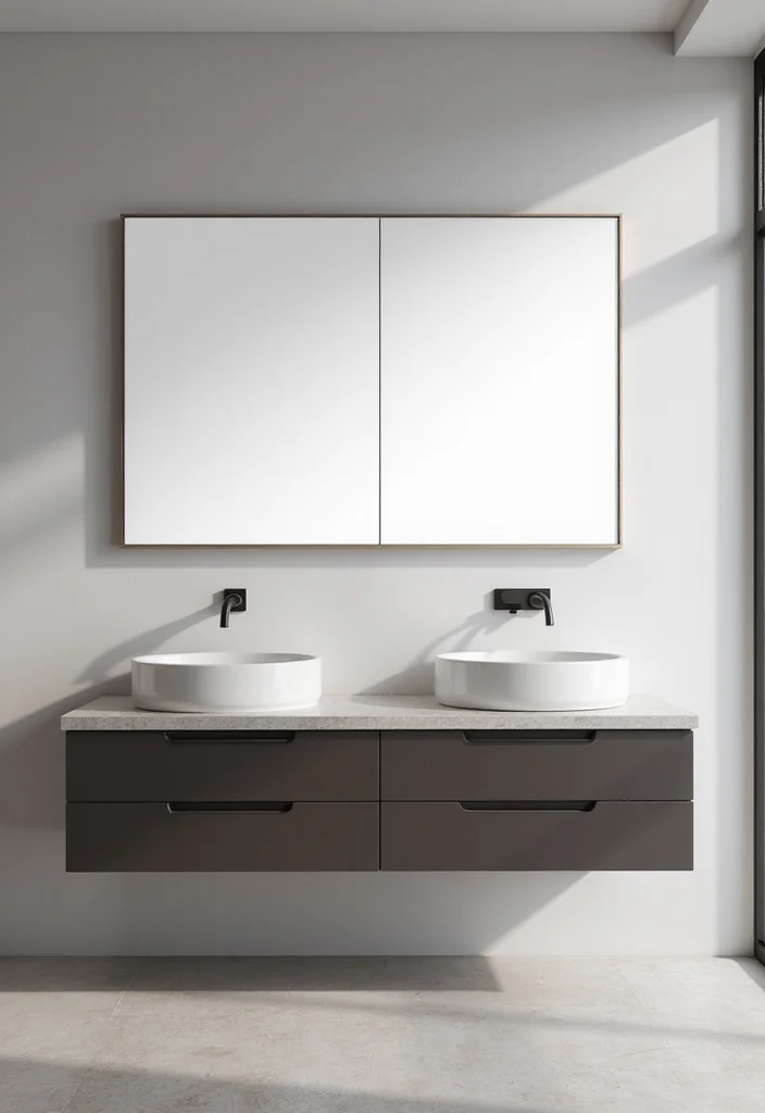 16 Bathroom Vanity Double Sink Ideas That Look Amazing - 1. Minimalist Marvels
