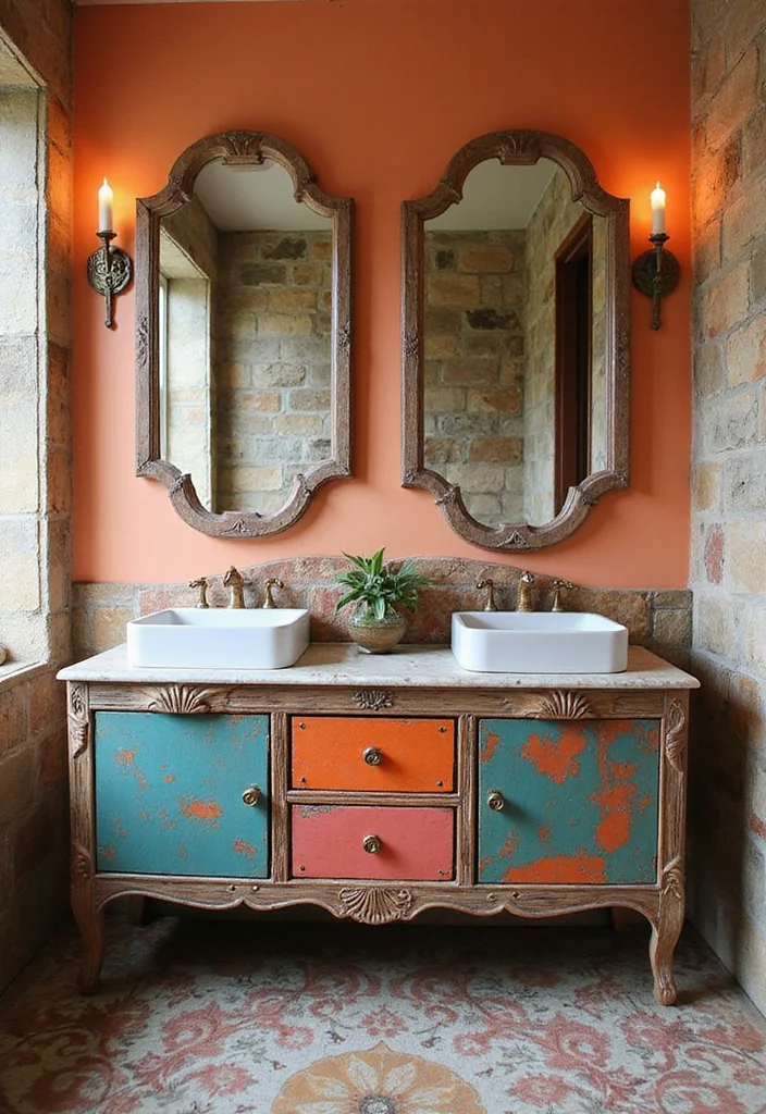 16 Bathroom Vanity Double Sink Ideas That Look Amazing - 12. Artistic Expressions