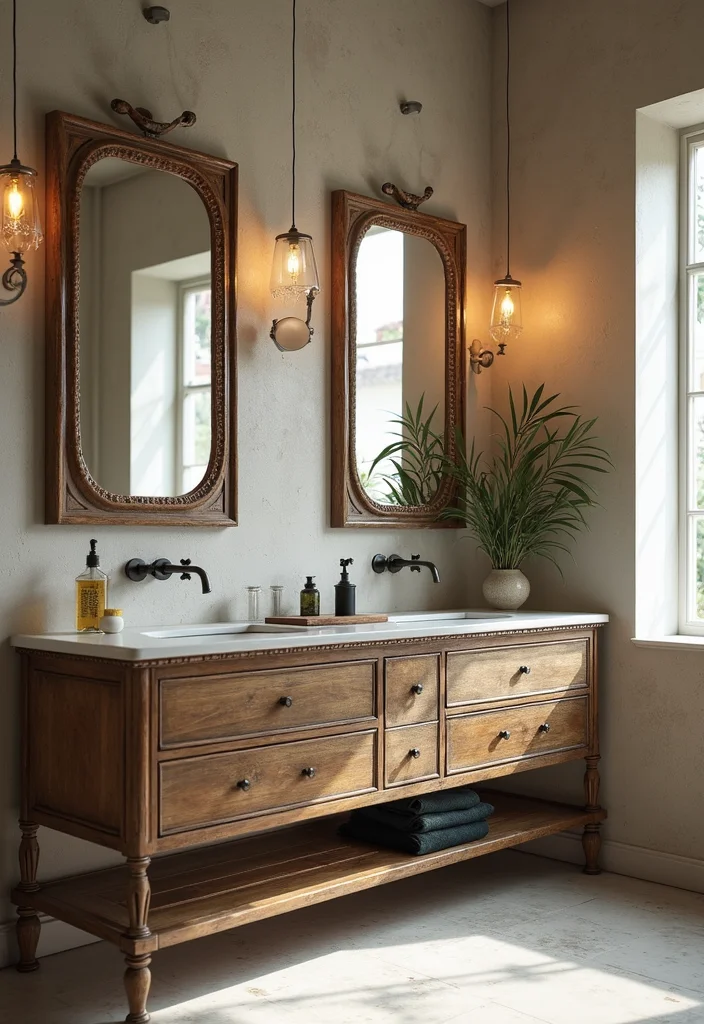 16 Bathroom Vanity Double Sink Ideas That Look Amazing - 13. Eclectic Mix