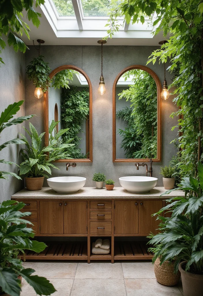 16 Bathroom Vanity Double Sink Ideas That Look Amazing - 16. Greenery and Natural Elements