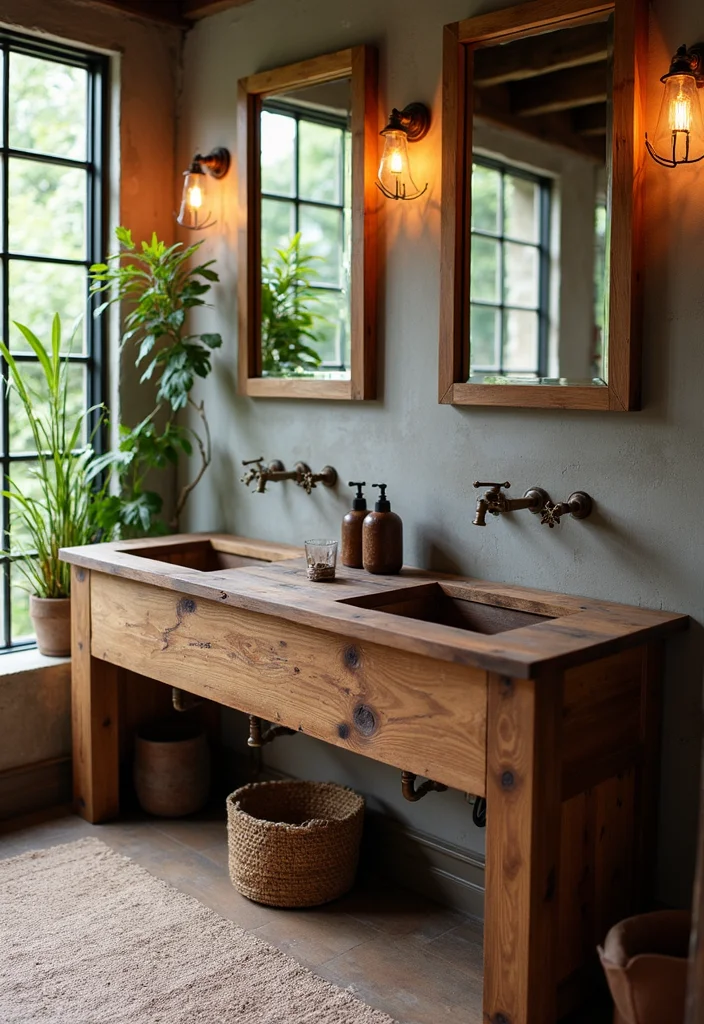 16 Bathroom Vanity Double Sink Ideas That Look Amazing - 2. Rustic Retreats