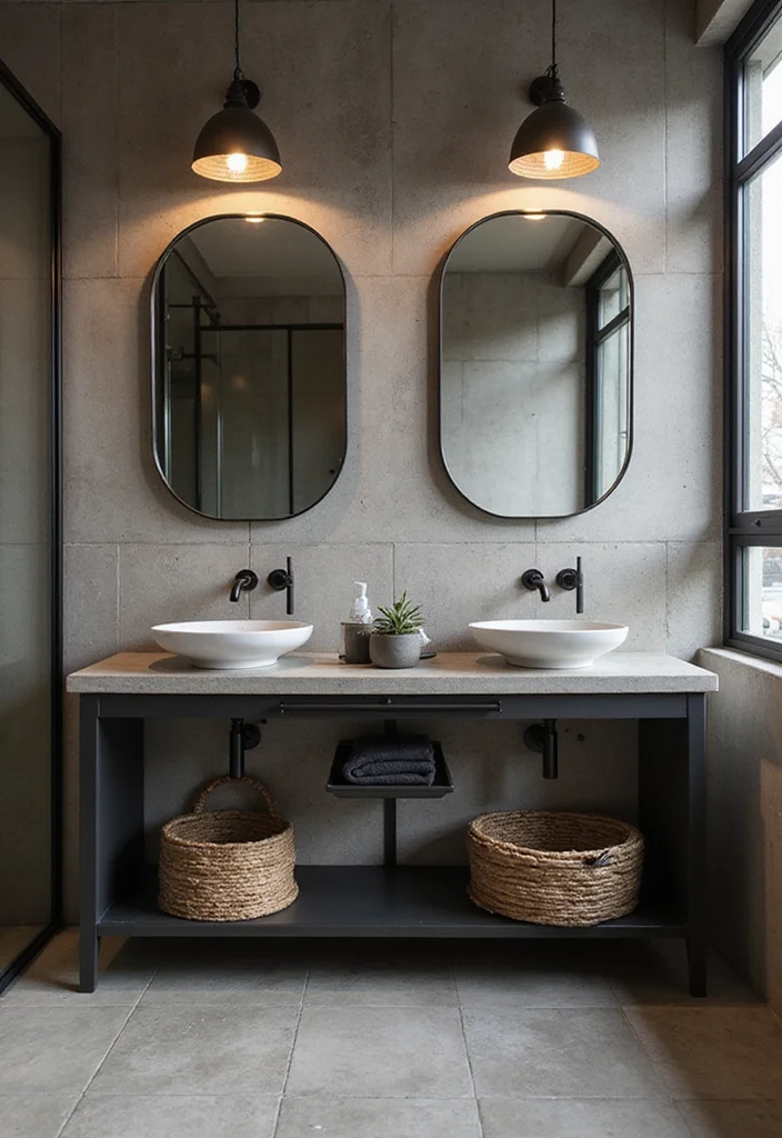 16 Bathroom Vanity Double Sink Ideas That Look Amazing - 7. Industrial Chic