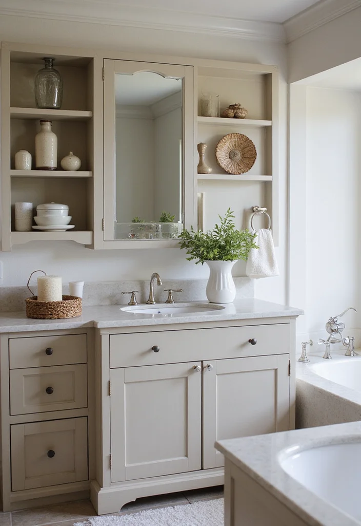 16 Luxury Bathroom Vanity Designs For High End Spaces - 11. Open Shelving