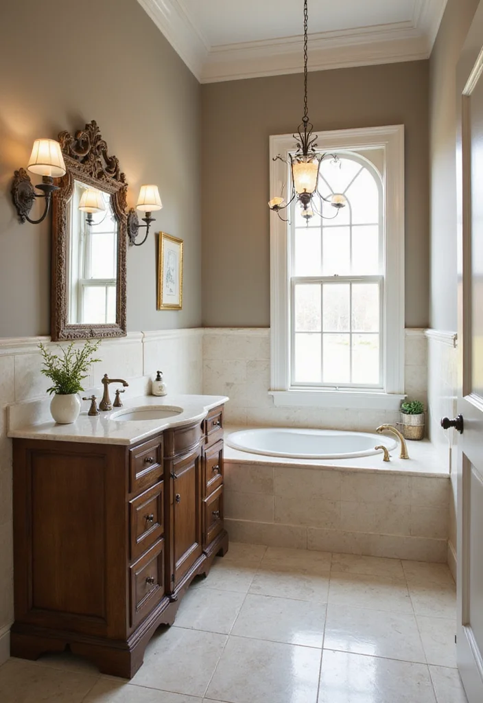 17 Taupe Bathroom Ideas With Elegant Warmth - 11. Taupe and Cream Color Combination