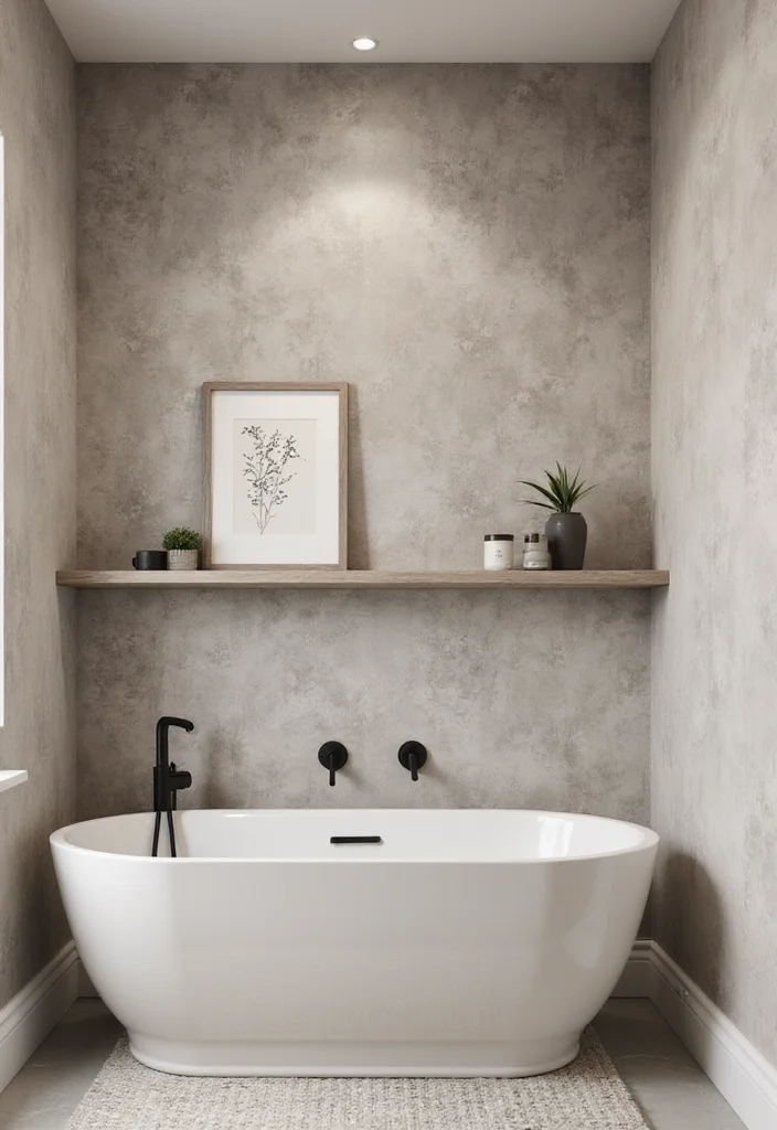17 Taupe Bathroom Ideas With Elegant Warmth - 13. Taupe Textured Wallpaper
