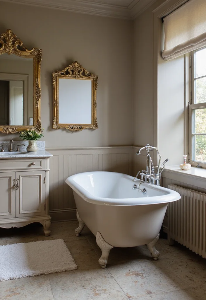 17 Taupe Bathroom Ideas With Elegant Warmth - 17. Vintage Taupe Charm