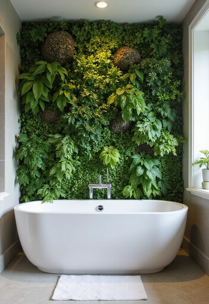 18 Bathroom Backsplash Ideas That Transform The Space - 12. Green Wall with Living Plants