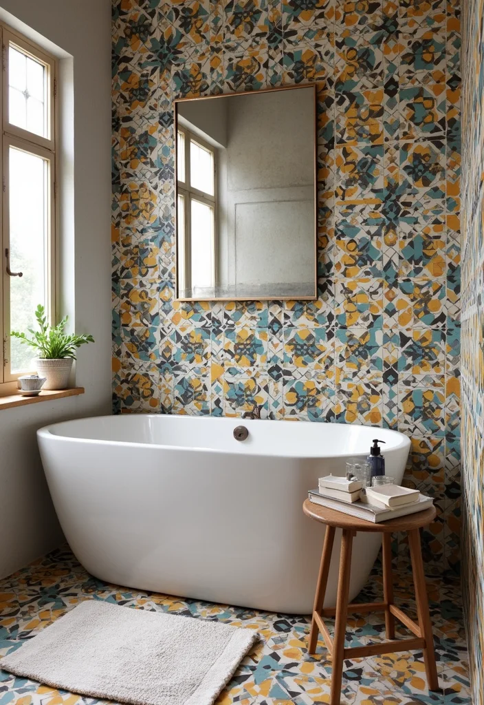 18 Bathroom Backsplash Ideas That Transform The Space - 16. Cement Tiles