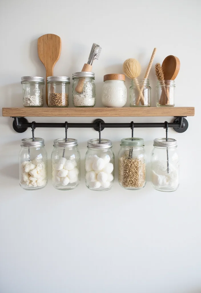 18 Bathroom Storage Ideas That Keep Things Organized - 2. Mason Jar Organizers