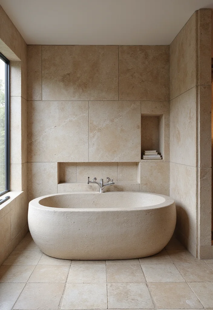 18 Neutral Bathroom Ideas That Feel Calm - 3. Natural Stone Accents