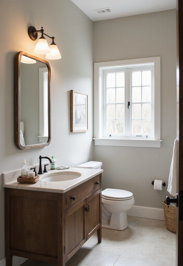 18 Neutral Bathroom Ideas That Feel Calm - 9. Statement Lighting Fixtures