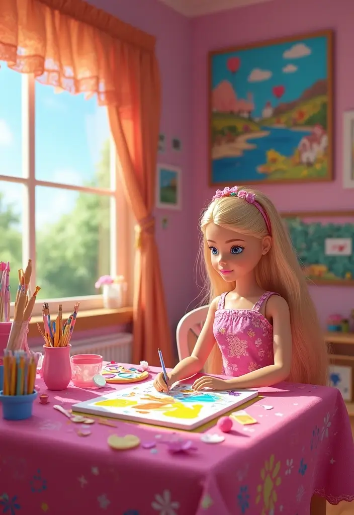 25 Barbie Bedroom Ideas for Kids That Are Pretty in Pink - 5. Barbie Art Station