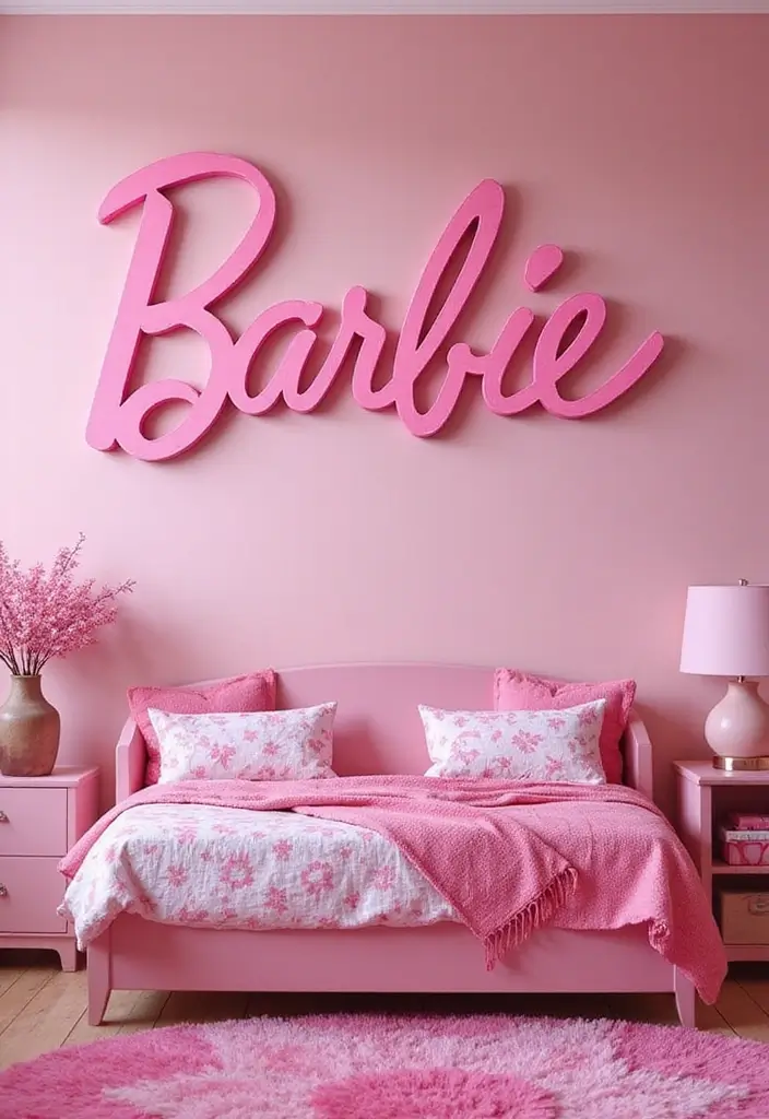 25 Barbie Bedroom Ideas for Kids That Are Pretty in Pink - 8. Personalized Barbie Name Sign