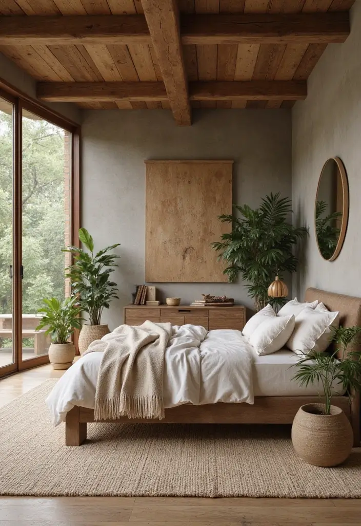 25 Bedroom Ideas with Brown Furniture That Feel Warm and Timeless - 10. Using Brown Furniture with Natural Elements