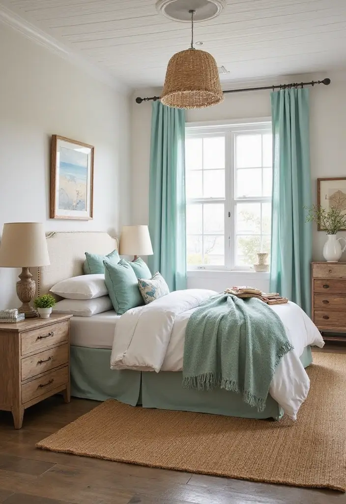 25 Bedroom Ideas with Brown Furniture That Feel Warm and Timeless - 15. Brown Furniture in a Beachy Theme