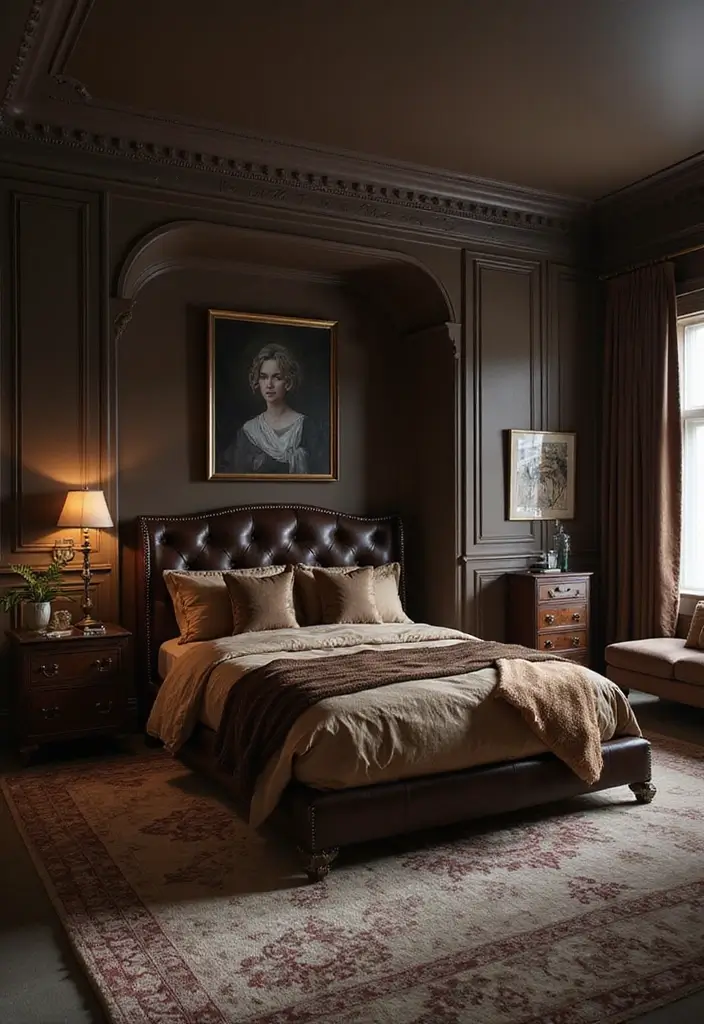 25 Bedroom Ideas with Brown Furniture That Feel Warm and Timeless - 6. Dark Brown Leather Furniture