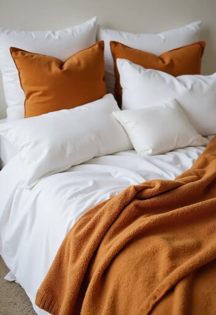 25 Burnt Orange Bedroom Ideas That Feel Warm and Trendy - 8. Layered Bedding