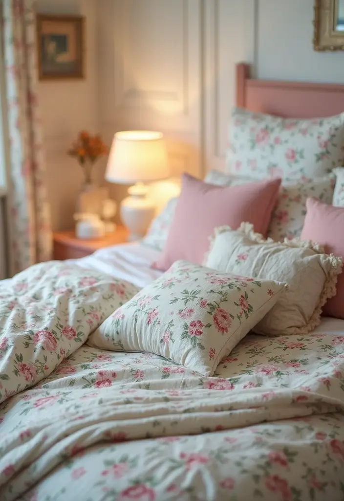 25 Cottage Core Bedroom Ideas That Bring Whimsical Charm Home - 1. Vintage Floral Bedding
