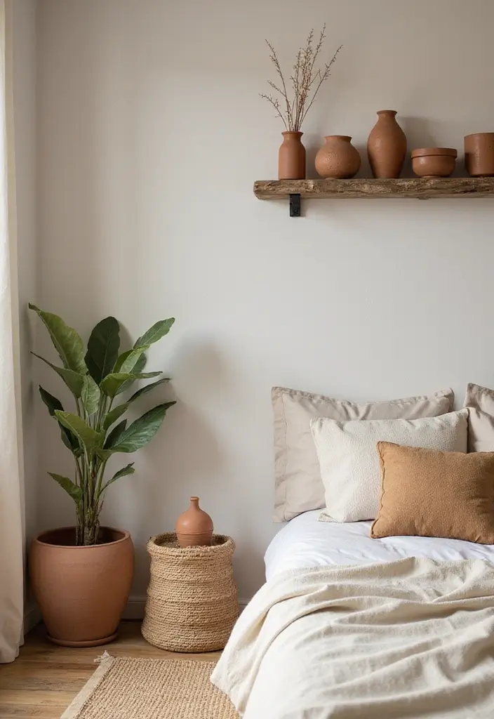 25 Cottage Core Bedroom Ideas That Bring Whimsical Charm Home - 10. Earthy Accents