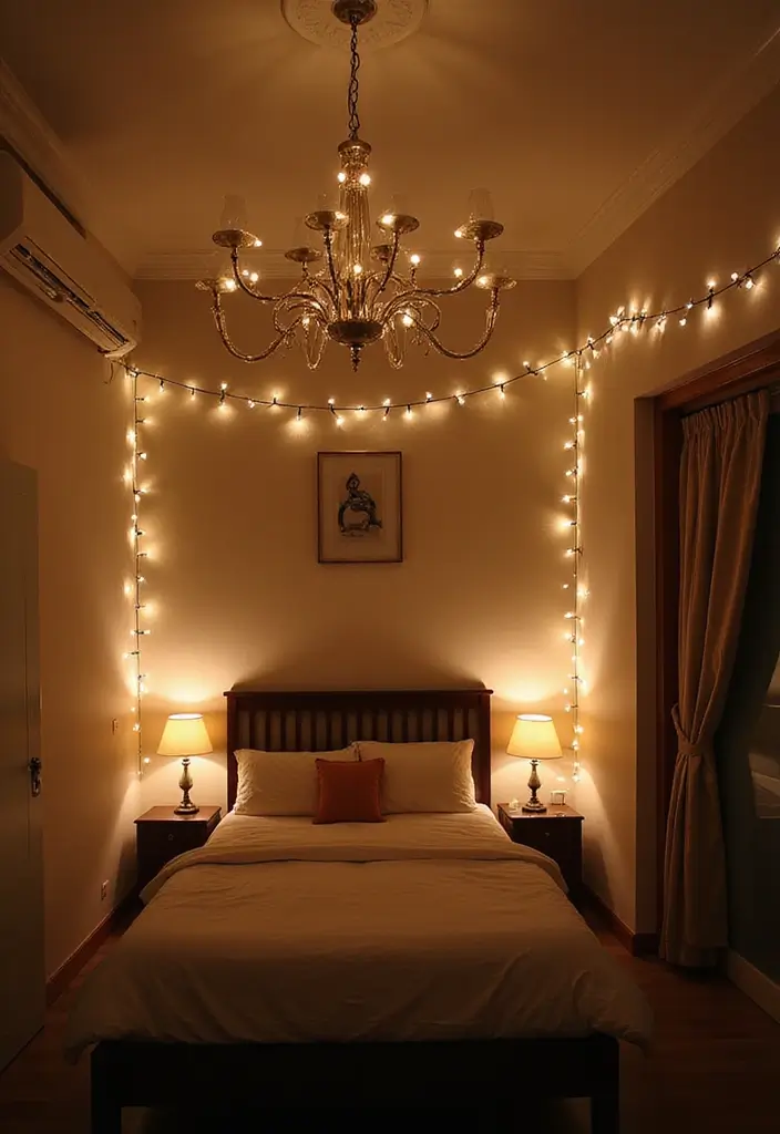 25 Cottage Core Bedroom Ideas That Bring Whimsical Charm Home - 11. Layered Lighting