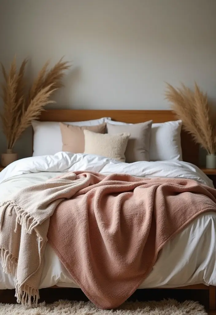 25 Cottage Core Bedroom Ideas That Bring Whimsical Charm Home - 24. Soft Throw Blankets