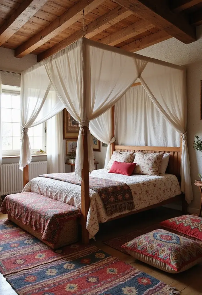 25 Grown Women Bedroom Ideas That Balance Comfort & Confidence - 4. Bohemian Vibes with Layered Textiles