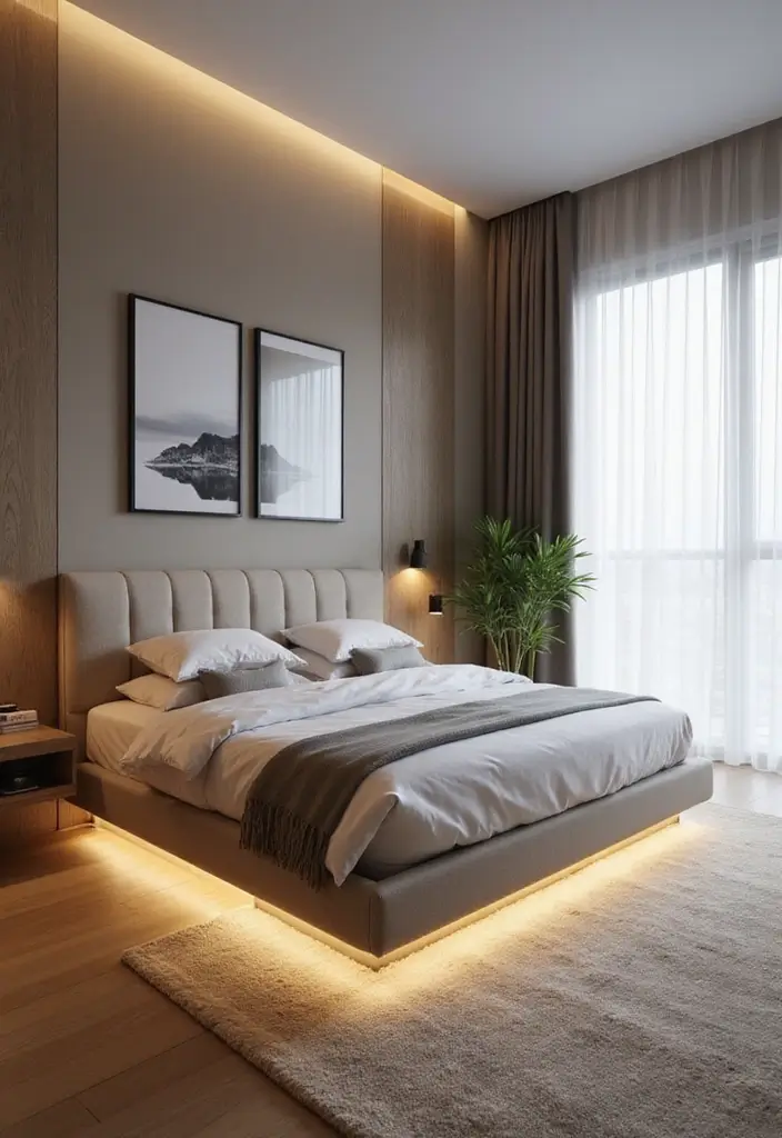 25 Low Bed Ideas for a Cozy Bedroom That Feel Zen & Grounded - 10. Floating Low Bed