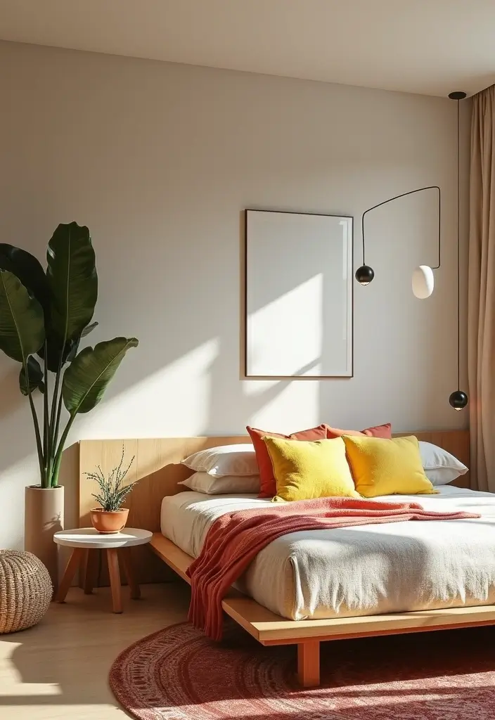 25 Low Bed Ideas for a Cozy Bedroom That Feel Zen & Grounded - 19. Mid-Century Modern Low Bed