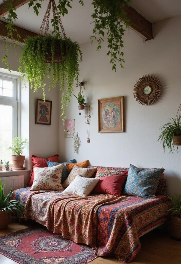25 Low Bed Ideas for a Cozy Bedroom That Feel Zen & Grounded - 3. Bohemian Low Bed