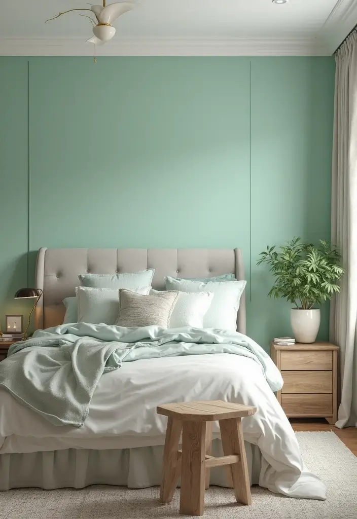 25 Mint Green Bedroom Ideas That Feel Cool & Refreshing - 1. Mint Green Accent Walls
