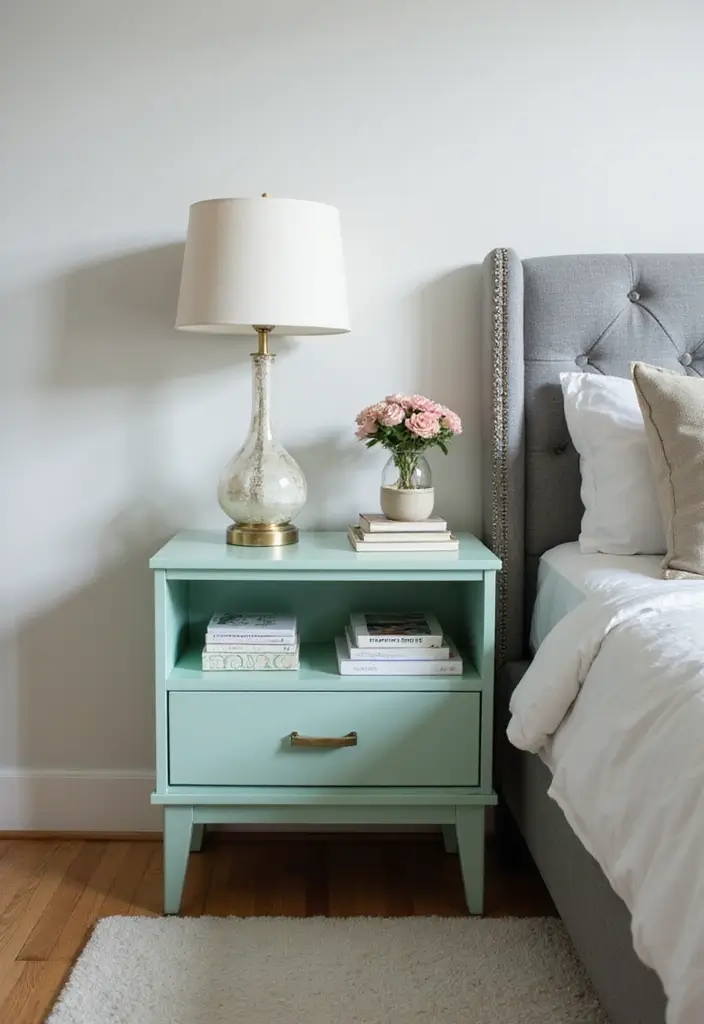 25 Mint Green Bedroom Ideas That Feel Cool & Refreshing - 20. Mint Green Nightstands