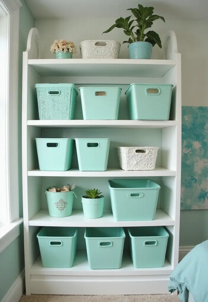 25 Mint Green Bedroom Ideas That Feel Cool & Refreshing - 22. Mint Green Storage Solutions