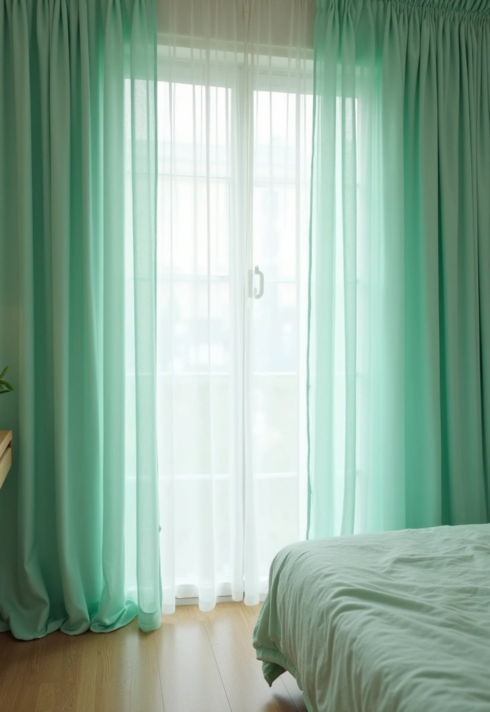 25 Mint Green Bedroom Ideas That Feel Cool & Refreshing - 4. Mint Green Curtains