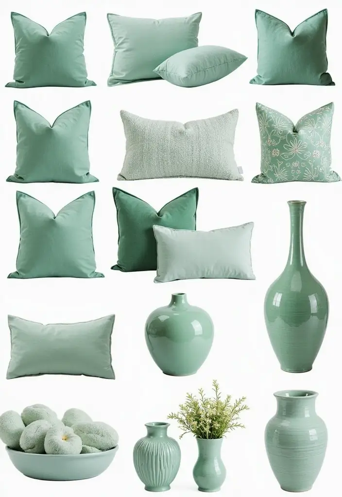 25 Mint Green Bedroom Ideas That Feel Cool & Refreshing - 5. Mint Green Decorative Accents