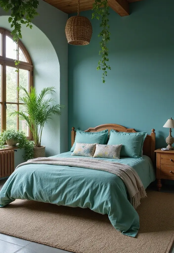 25 Turquoise Bedroom Ideas for Adults That Calm the Soul - 11. Nature-Inspired Elements