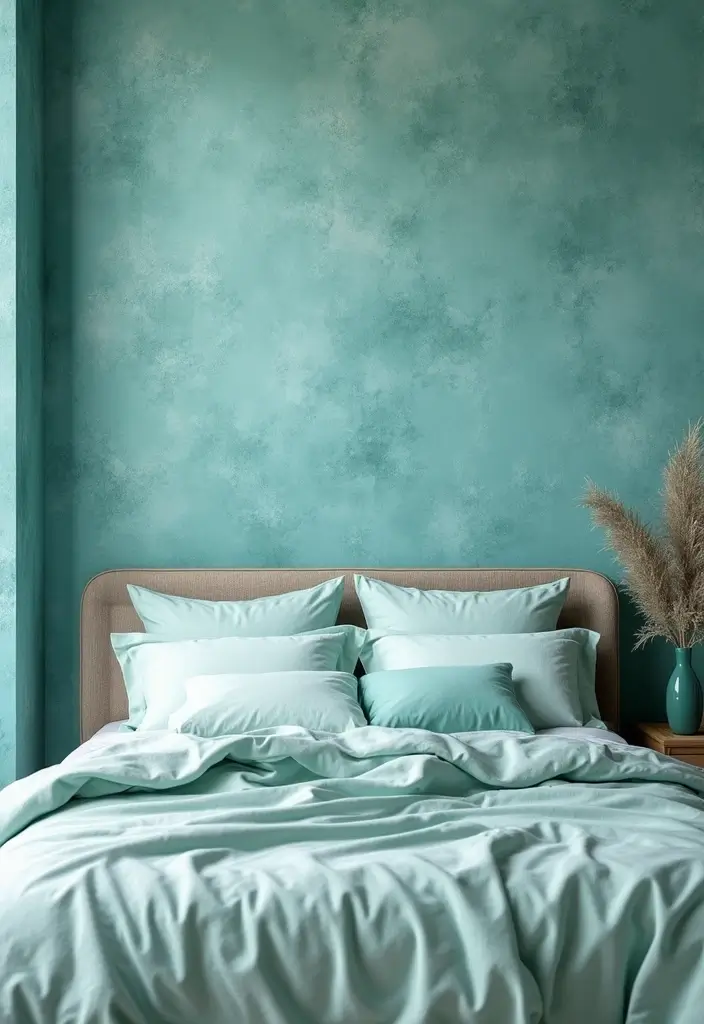 25 Turquoise Bedroom Ideas for Adults That Calm the Soul - 12. Textured Wallpaper
