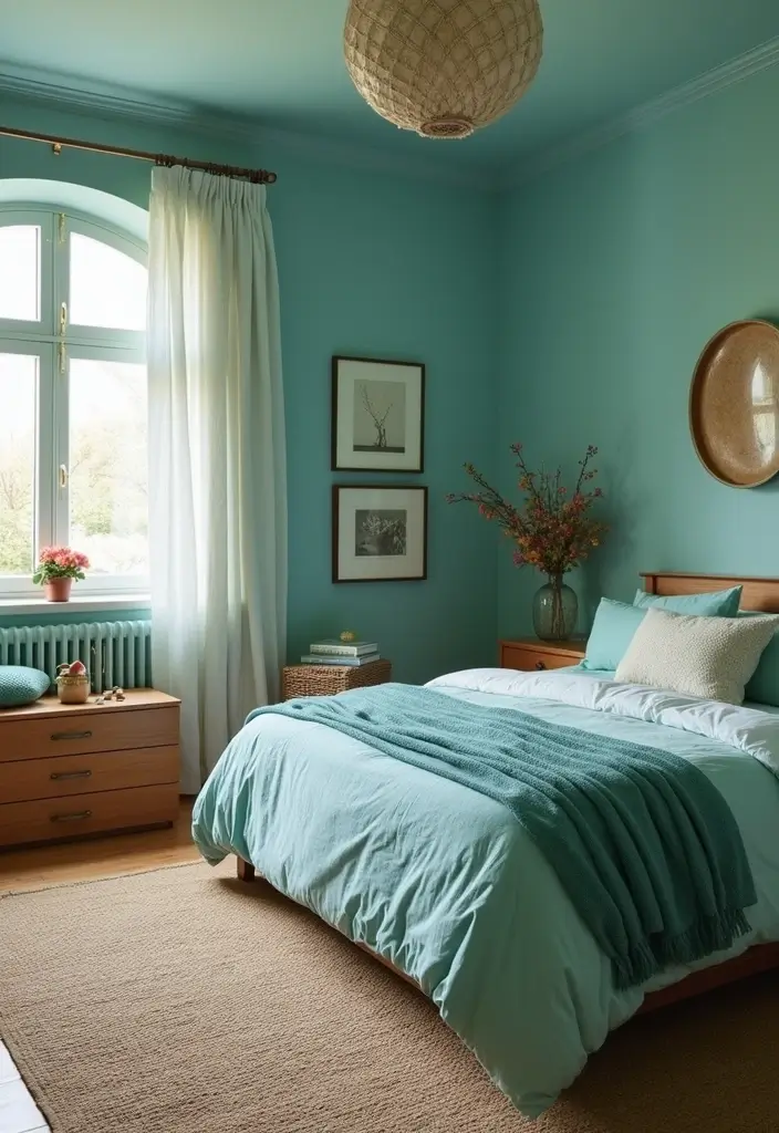 25 Turquoise Bedroom Ideas for Adults That Calm the Soul - 17. Turquoise and Wood Combination