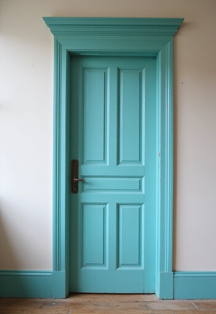 25 Turquoise Bedroom Ideas for Adults That Calm the Soul - 20. Vintage Turquoise Door