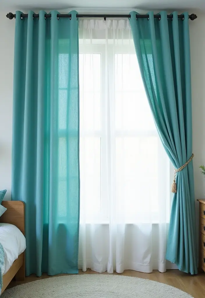 25 Turquoise Bedroom Ideas for Adults That Calm the Soul - 23. Turquoise Curtains