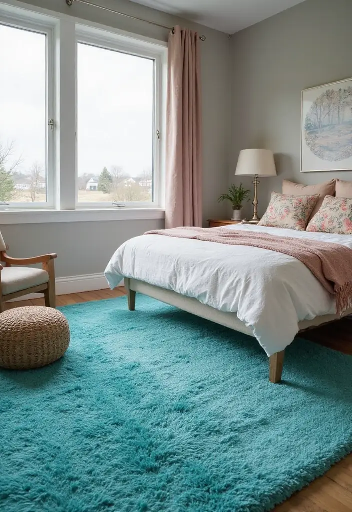25 Turquoise Bedroom Ideas for Adults That Calm the Soul - 24. Turquoise Rugs