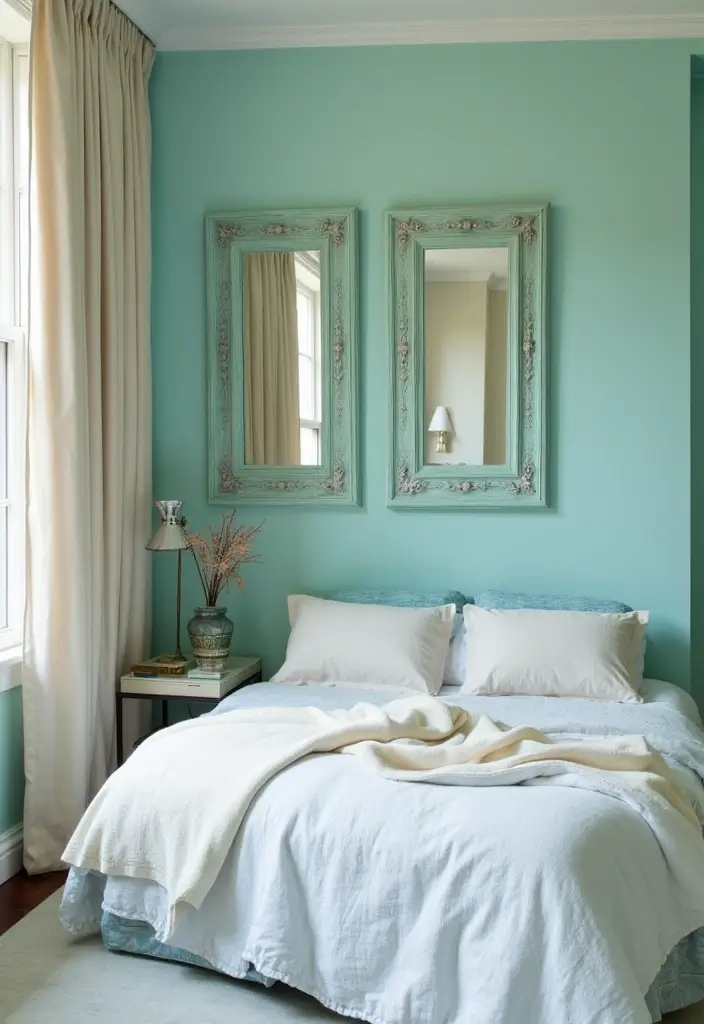 25 Turquoise Bedroom Ideas for Adults That Calm the Soul - 25. Serenity with Turquoise Mirrors