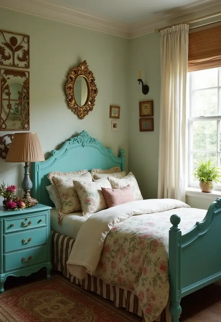 25 Turquoise Bedroom Ideas for Adults That Calm the Soul - 4. Vintage Charm