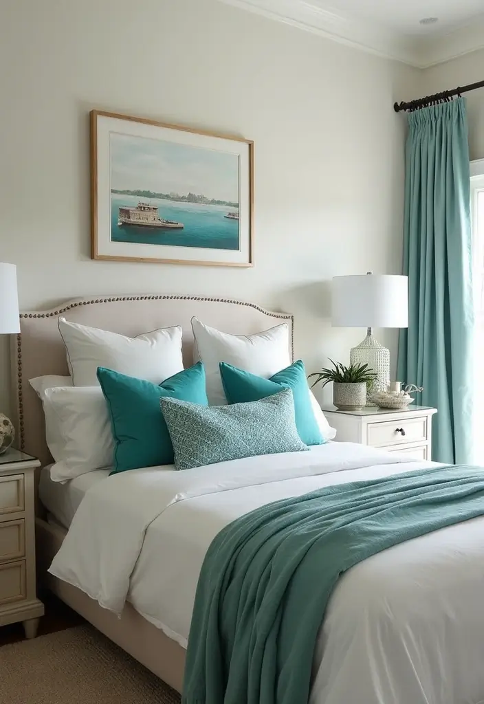 25 Turquoise Bedroom Ideas for Adults That Calm the Soul - 6. Turquoise Accents with Neutrals