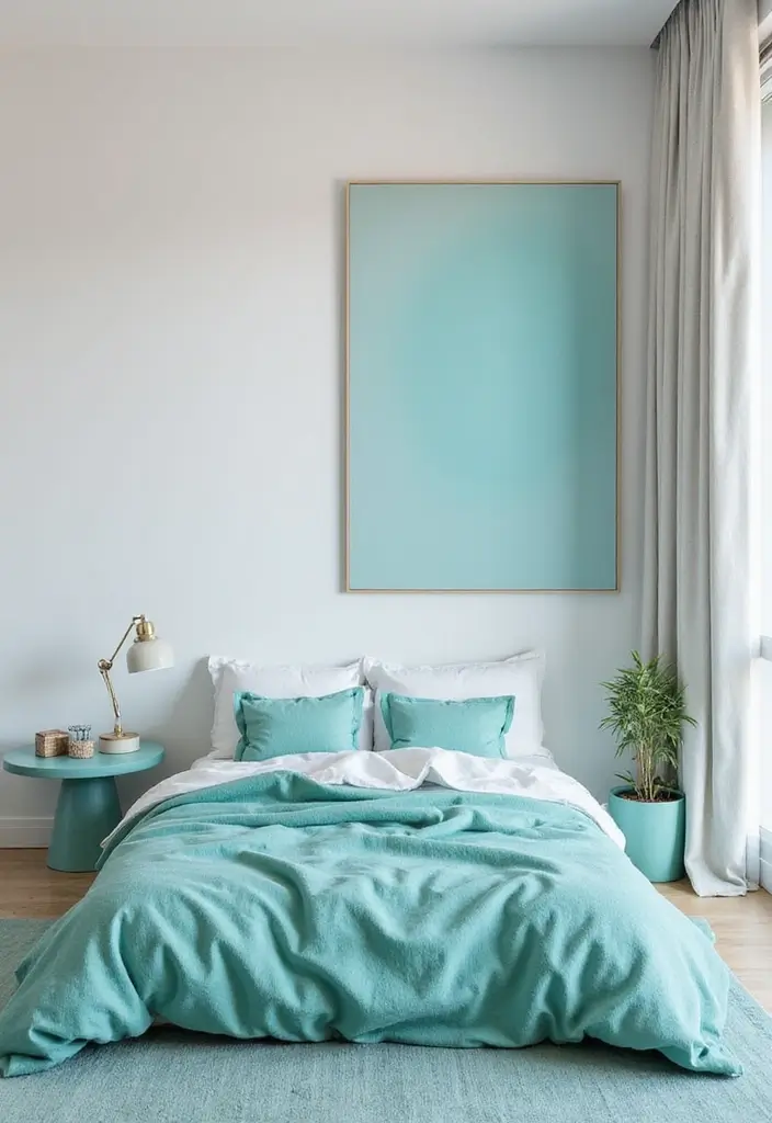 25 Turquoise Bedroom Ideas for Adults That Calm the Soul - 7. Minimalist Turquoise