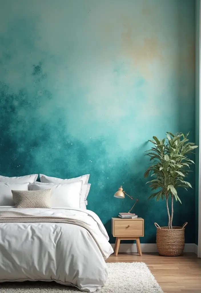 25 Turquoise Bedroom Ideas for Adults That Calm the Soul - 8. Turquoise Wall Murals