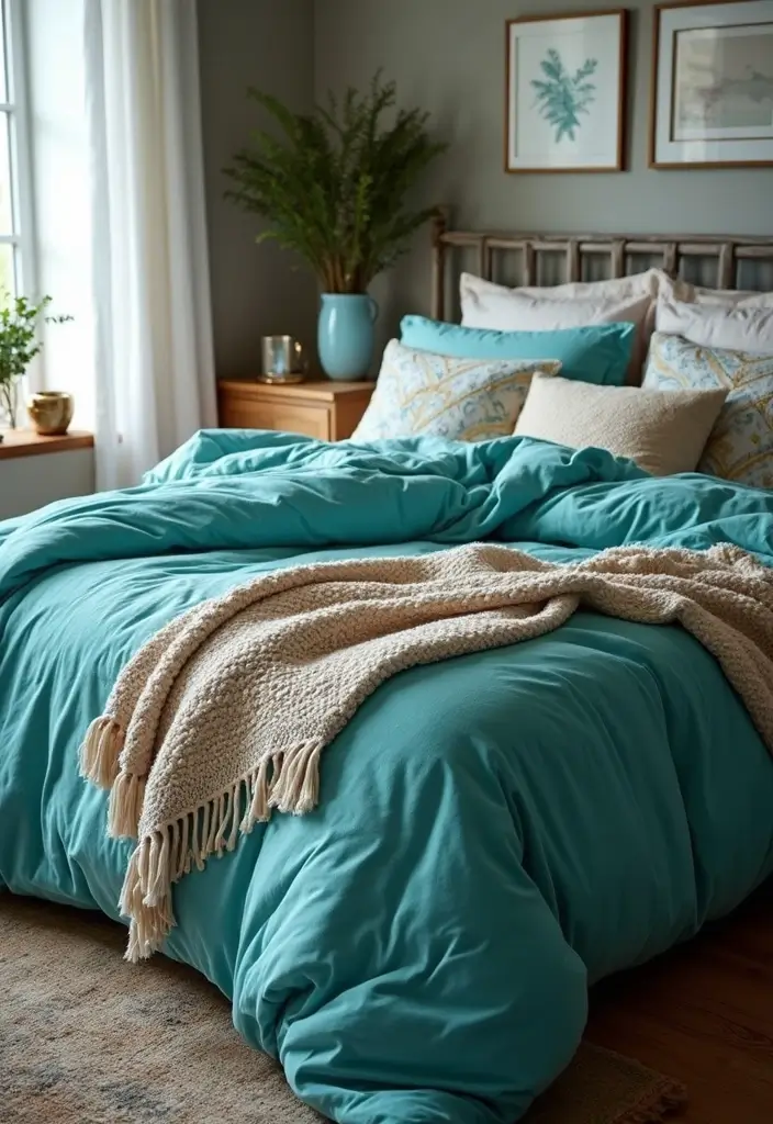 25 Turquoise Bedroom Ideas for Adults That Calm the Soul - 9. Layered Textures