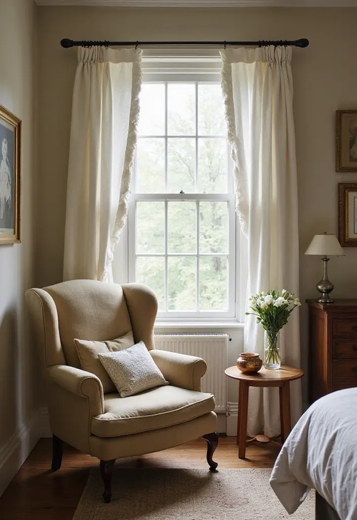 26 Country Style Bedroom Ideas That Feel Warm and Inviting - 12. Cozy Reading Nook
