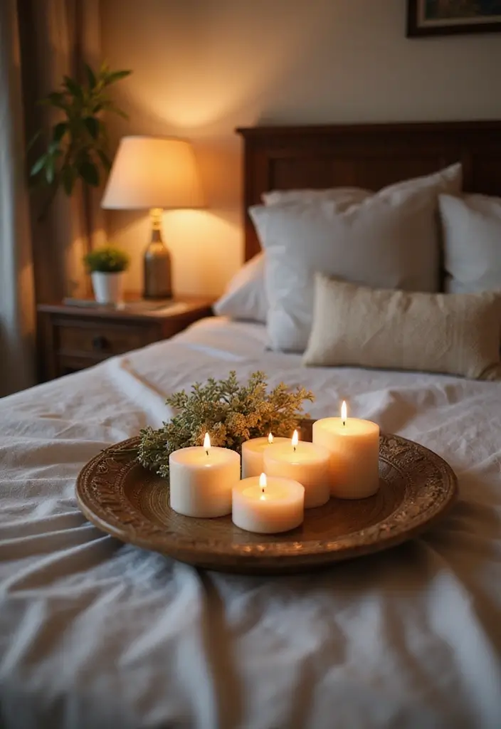 26 Country Style Bedroom Ideas That Feel Warm and Inviting - 14. Cozy Scented Candles