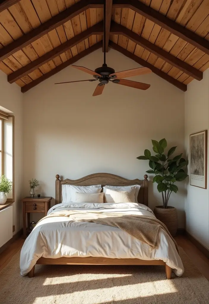 26 Country Style Bedroom Ideas That Feel Warm and Inviting - 19. Rustic Ceiling Fans
