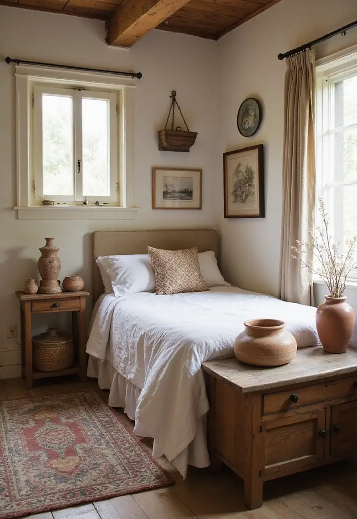 26 Country Style Bedroom Ideas That Feel Warm and Inviting - 22. Handmade Pottery